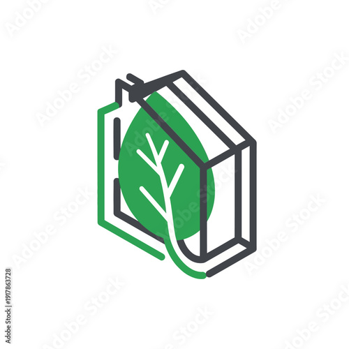 Eco-friendly packaging with green leaf inside carton box.