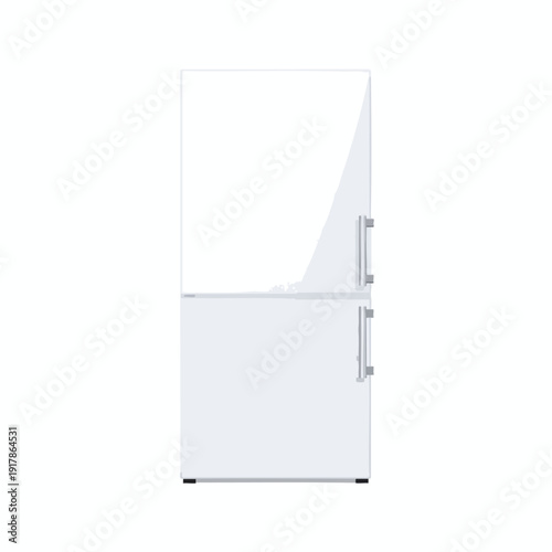 Modern White Refrigerator with Double Doors in a Minimalist Kitchen Setting