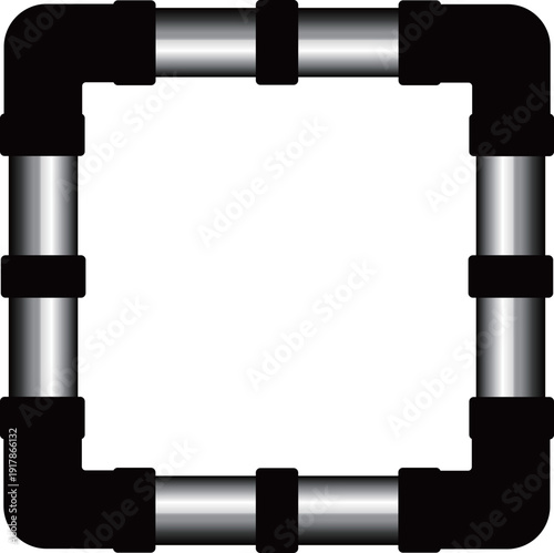 高級感のある配管のフレーム　ブラック＆シルバー