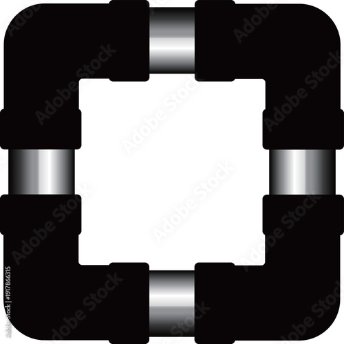 高級感のある配管のフレーム　ブラック＆シルバー