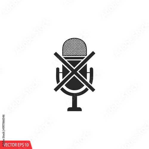 Muted Microphone Icon for Audio Recording or Broadcast Settings