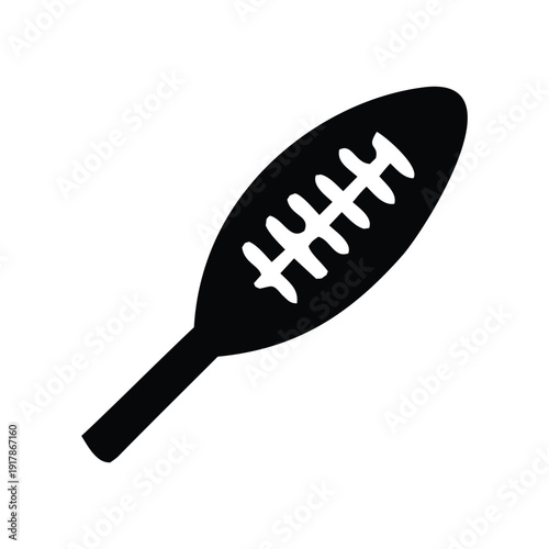Stylized silhouette of a traditional rugby ball with laces, isolated on a white background, representing a popular team sport