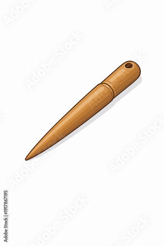 Classic wooden pointed craft tool illustration, designed for intricate handiwork, piercing, and various hobby projects, featuring a simple, traditional aesthetic