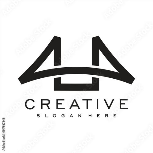 Bridge logo with creative golden concept and business card design Premium Vector