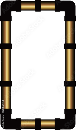 高級感のある配管のフレーム　ブラック＆ゴールド