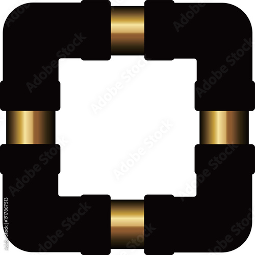 高級感のある配管のフレーム　ブラック＆ゴールド