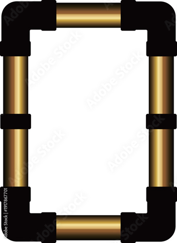 高級感のある配管のフレーム　ブラック＆ゴールド