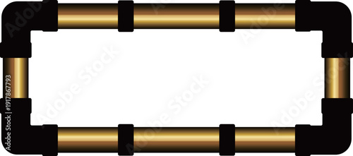 高級感のある配管のフレーム　ブラック＆ゴールド