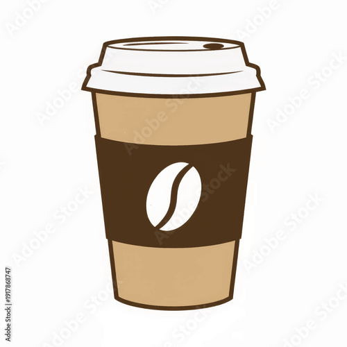 Simple coffee to-go cup vector illustration. Flat design icon for a cafe or coffee shop. Takeaway beverage graphic isolated on a white background.