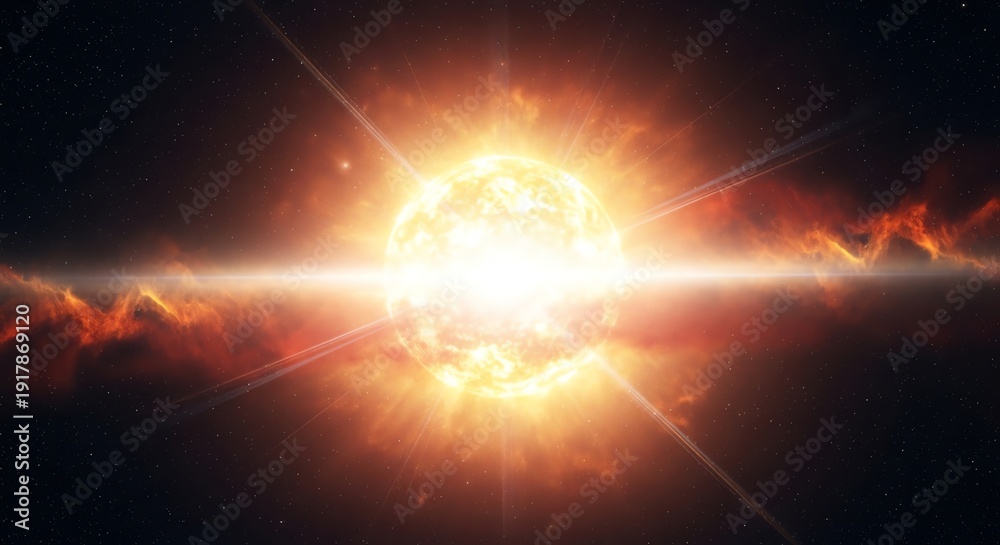 Obraz premium Supernova explosion in space with bright light