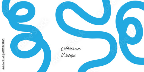 Abstract blue swirling lines artwork with illegible signature