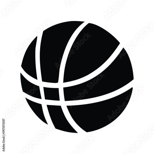 Minimalist black and white basketball icon illustration. Simple graphic representation of a sports ball for various digital design elements