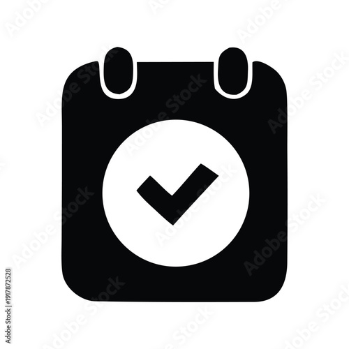 Calendar Icon with Check Mark Symbol for Task Completion and Scheduling