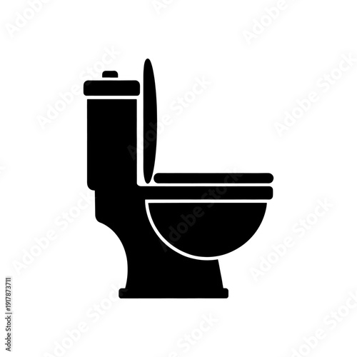 A simple black silhouette of a modern toilet showcasing its basic form silhouette