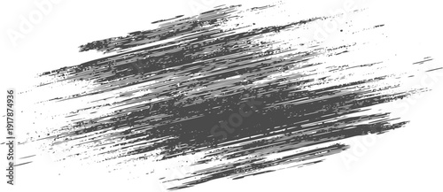 Grunge Brush Stroke Texture Vector Distressed Paint Brush Effect, Rough Ink Stroke, Dry Bristle Smear, Abstract Black Grunge Design Element Isolated on Transparent Background.