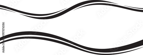Minimalist flowing line pattern: Abstract black parallel wave lines isolated on white
