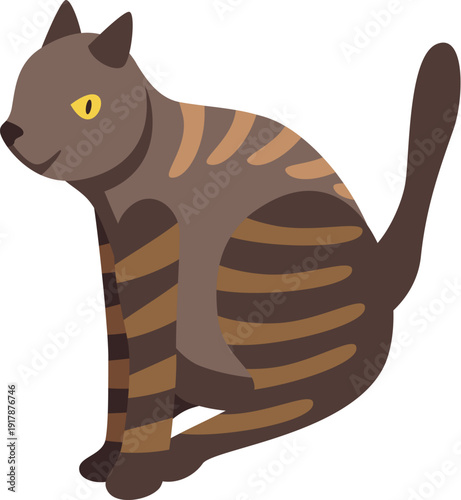 Adorable toyger cat sitting, showcasing its distinctive striped coat, a beloved pet and popular breed
