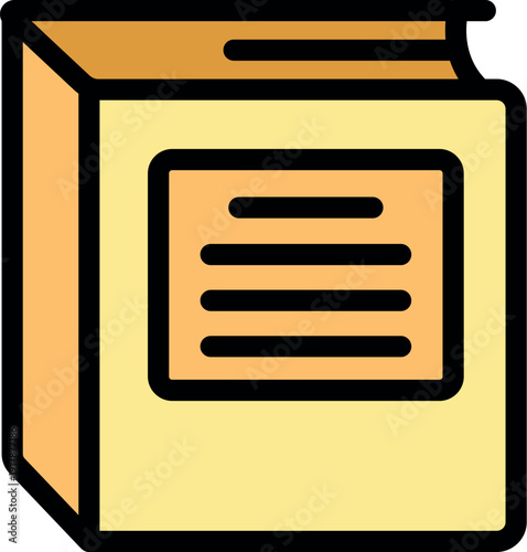 Hardcover book with a label featuring horizontal lines, symbolizing information or description of the book's content