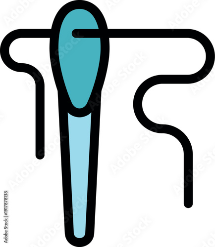 Needle and thread icon representing sewing, tailoring, or embroidery crafts
