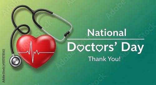National doctors day celebration with heart and stethoscope
