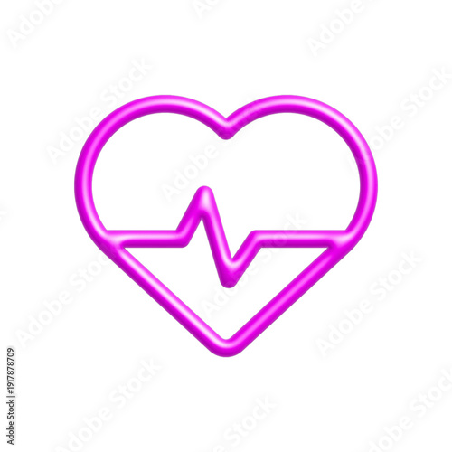 Neon Heartbeat Cardiology Outline Icon.