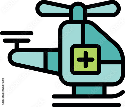 Helicopter carrying medical supplies flying to provide emergency services