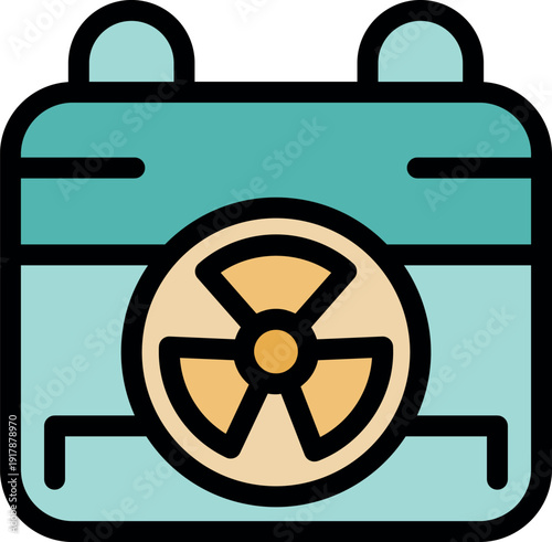 Radioactive container emitting ionizing radiation, representing nuclear waste storage and disposal