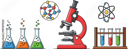 Collection of Science and Chemistry Equipment and Models untitled illustration