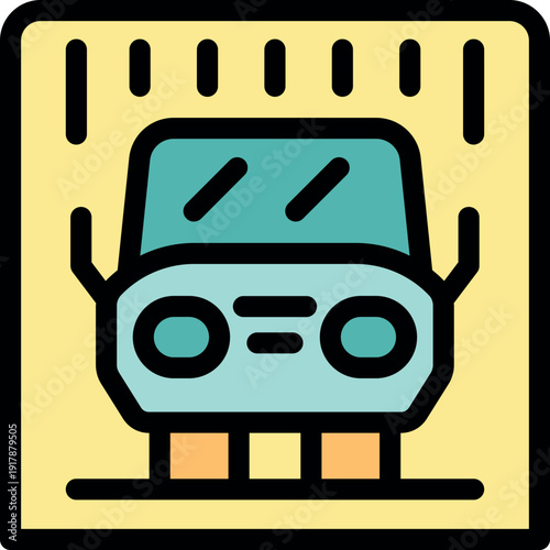 Car undergoing cleaning in an automatic carwash, with water spraying on the windshield, ensuring a spotless finish