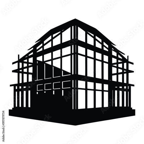 Under Construction Silhouette with Scaffolding