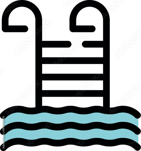 Metal ladder descending into a swimming pool, inviting swimmers for a refreshing dip