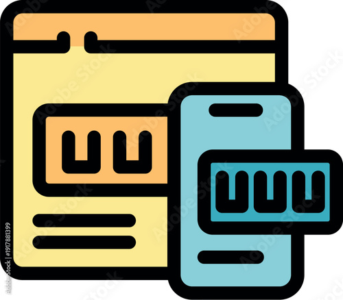 Website and mobile website showing www, representing web design and development