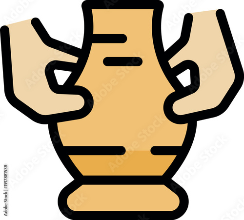 Hands shaping clay vase on pottery wheel, traditional craftsmanship and artistic creation