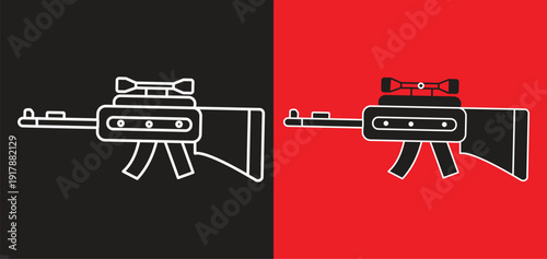 Firearm icon, used for security, military defense, shooting, and military designs. Suitable for website design, logos, apps, templates, UI, and more. Vector illustration. EPS10 on a white background.

