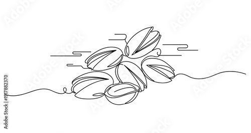 Line art pistachios sketch with minimalist style in black and white. Non editable stroke