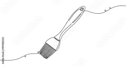 Line art of a paintbrush with swirling stroke design on white background. Non editable stroke