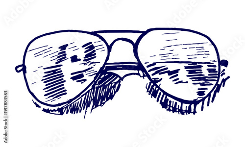 Hand Drawn Sunglasses Vector Illustration for Summer Design