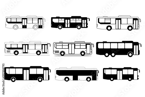 City Bus Vector Illustration Simple Shapes Minimal Design
