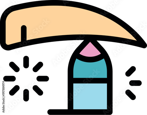 Makeup artist shaping eyebrows with a white pencil