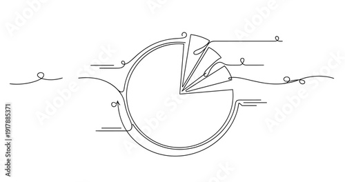 Abstract minimalist line art of pie chart with flowing elements. None editable stroke