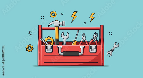 Toolbox with Various Tools Inside.