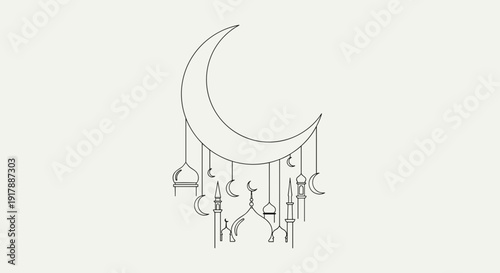 Crescent Moon Wind Chime Illustration Design.
