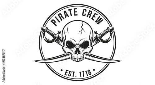 Pirate Crew Logo with Skull and Swords.