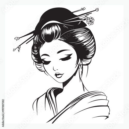vector illustration of a geisha