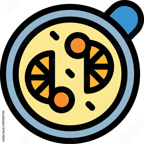 Illustration of a coffee cup with citrus slice artwork