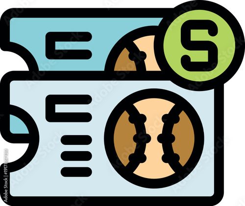 Baseball tickets granting access to a sports event, symbolizing booking, entertainment, and fandom