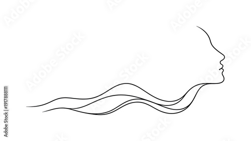 "Inner Terrain". Minimalistic one-line drawing a flowing terrain line transforming into a