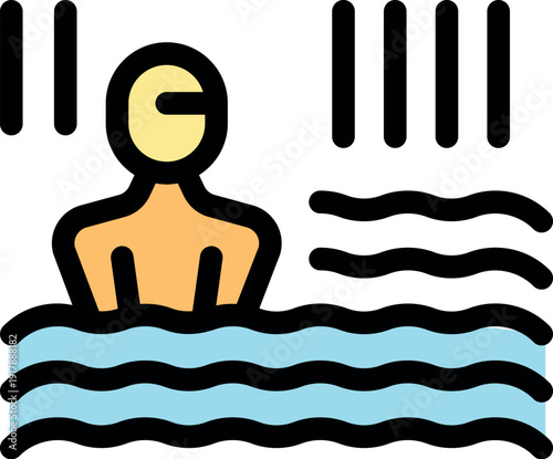 Swimmer enjoying hydromassage in a thermal bath, promoting wellness and relaxation