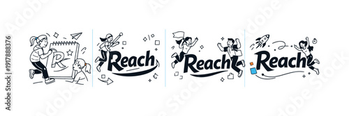 Dynamic Logo Design. Brand identity through type. Letters and symbols forming a logo mark, smooth flow from