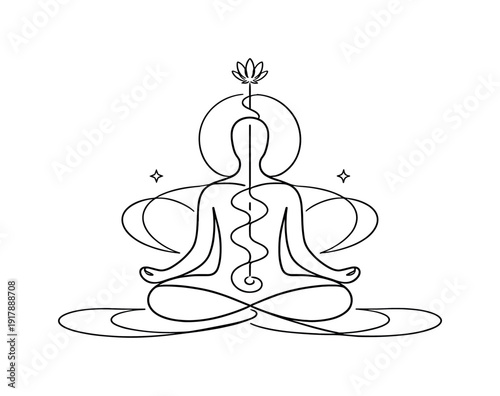 Spiritual Diagram. Minimalistic one-line drawing symbolic human-centered diagram representing inner balance